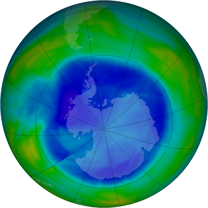 Antarctic ozone map for 29 August 2008